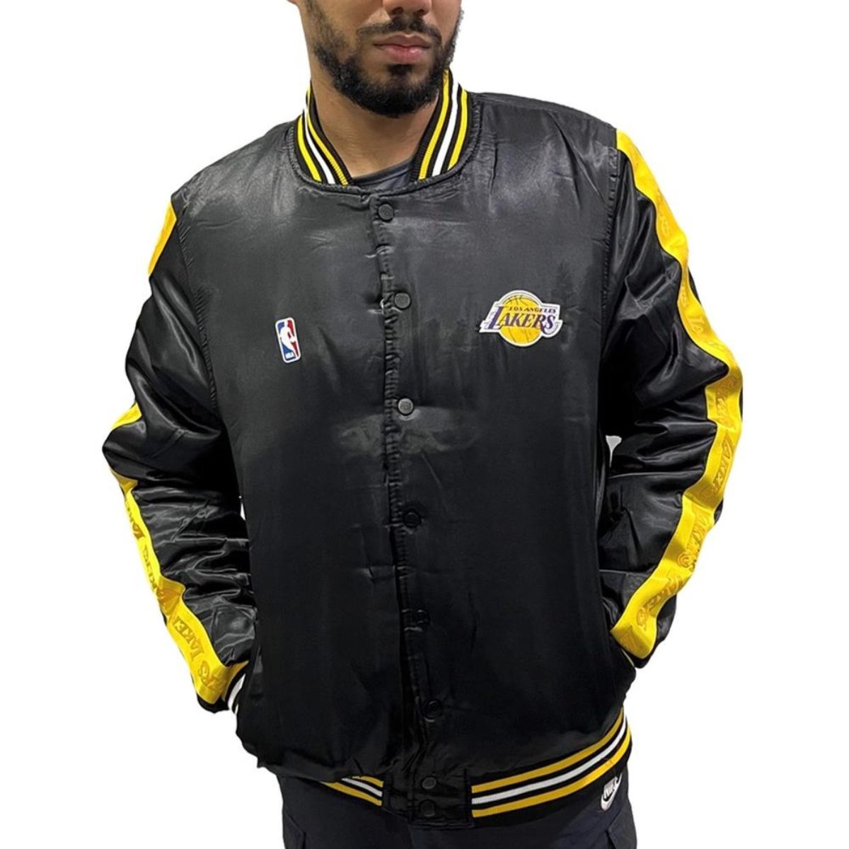 JAQUETA NBA MASCULINA LAKERS CETIM PESADA ORIGINAL