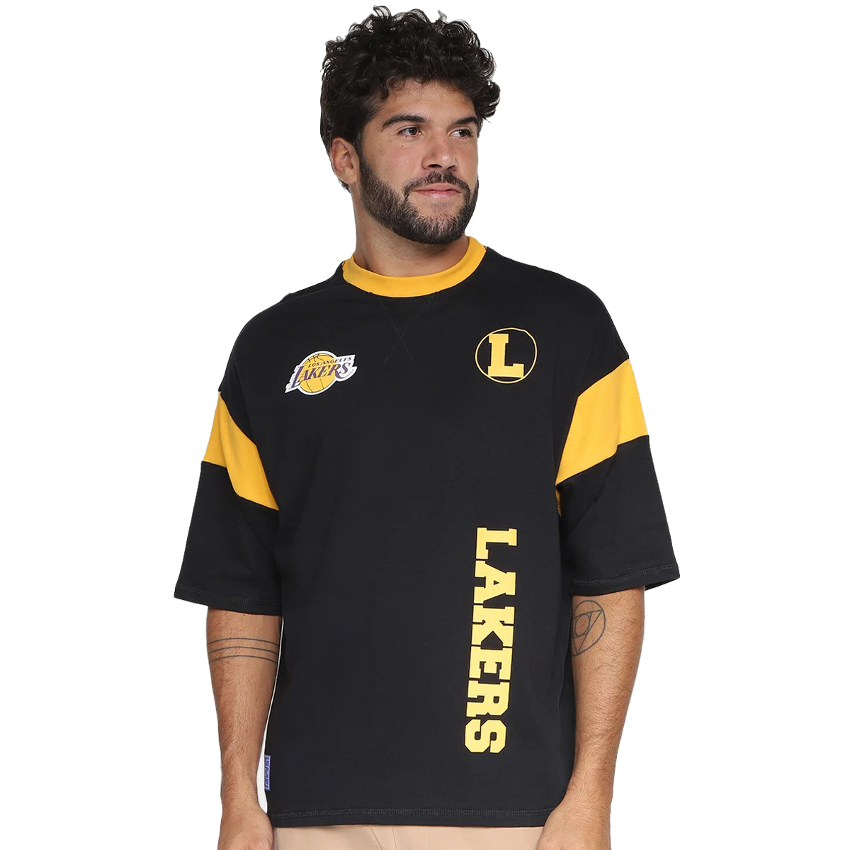 CAMISETA NBA MASCULINA LAKERS RIB SLEEVE OVERSIZE